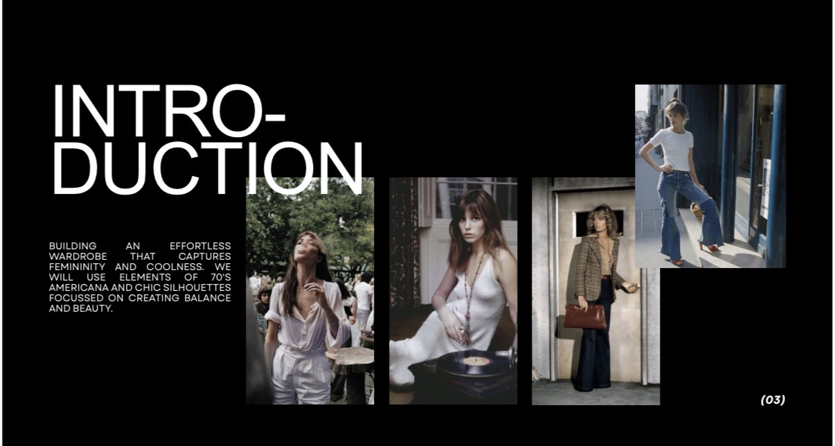 Women's lookbook introduction spread